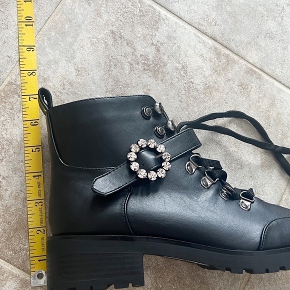 🆕 Nanette Lepore Irina lace up zip combat moto boots black size 8 - Picture 9 of 11